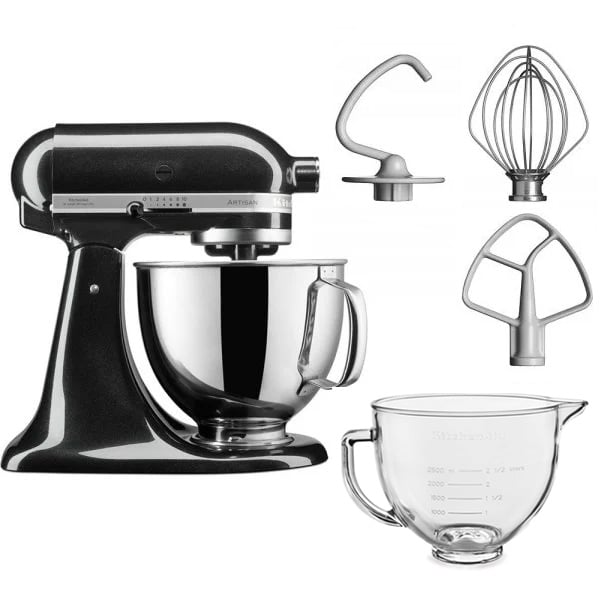 KitchenAid Onyx Black 125 stand mixer with free glass bowl