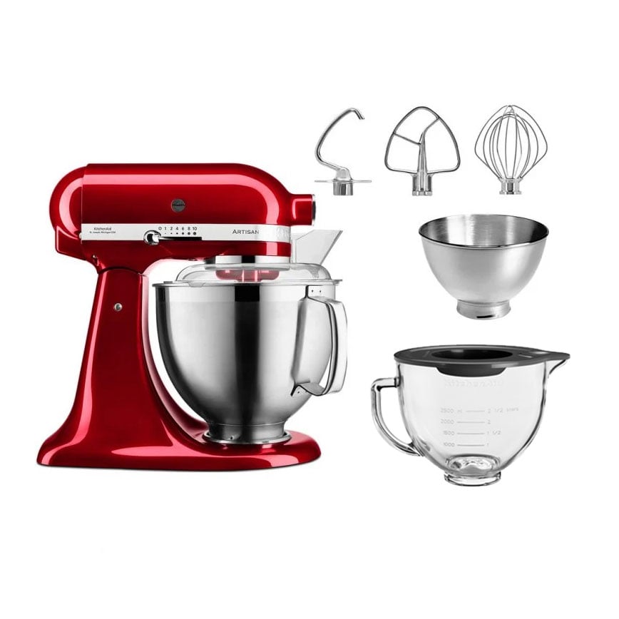 KitchenAid Candy Apple Artisan stand mixer with Free Glass Bowl