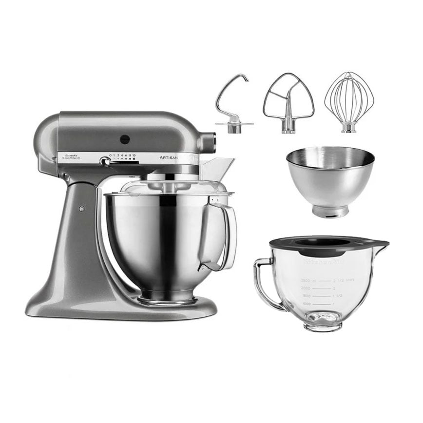 KitchenAid Medallion Silver 185 Artisan stand mixer with Free Glass Bowl