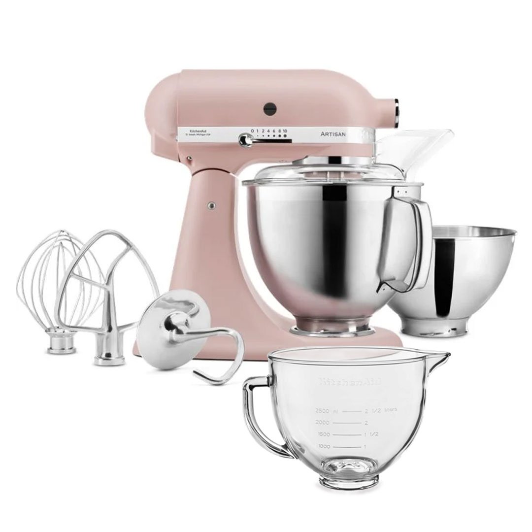 KitchenAid Feather Pink 185 Artisan stand mixer with Free Glass Bowl