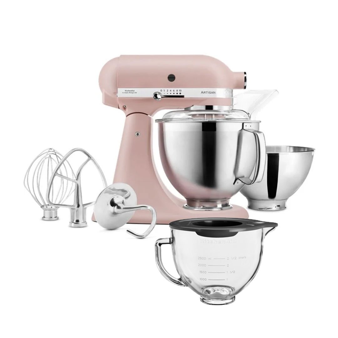 KitchenAid Feather Pink 185 Artisan stand mixer with Free Glass Bowl