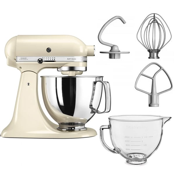 KitchenAid Almond Cream 125 stand mixer with free glass bowl