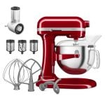 KitchenAid Empire Red 5.6L Bowl Lift Stand Mixer with Free slicer and shredder attachment