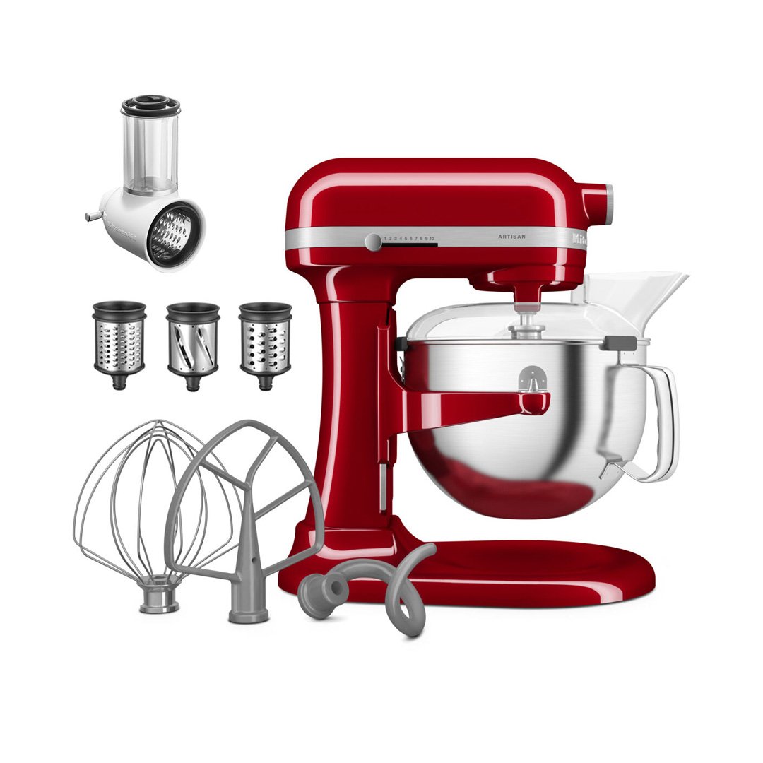 KitchenAid Empire Red 5.6L Bowl Lift Stand Mixer with Free slicer and shredder attachment