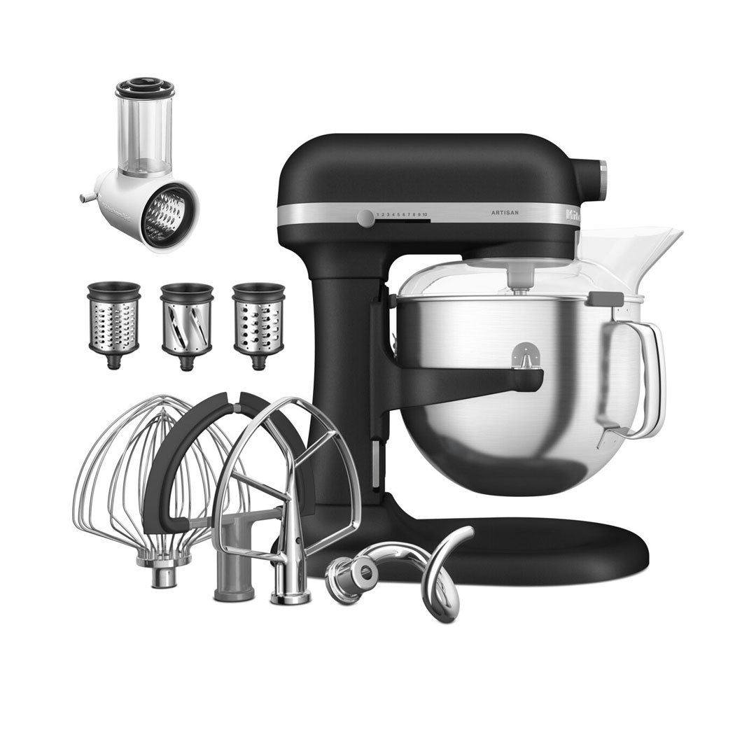 KitchenAid Cast Iron black 6.6L Bowl Lift Stand Mixer with Free slicer and shredder attachment