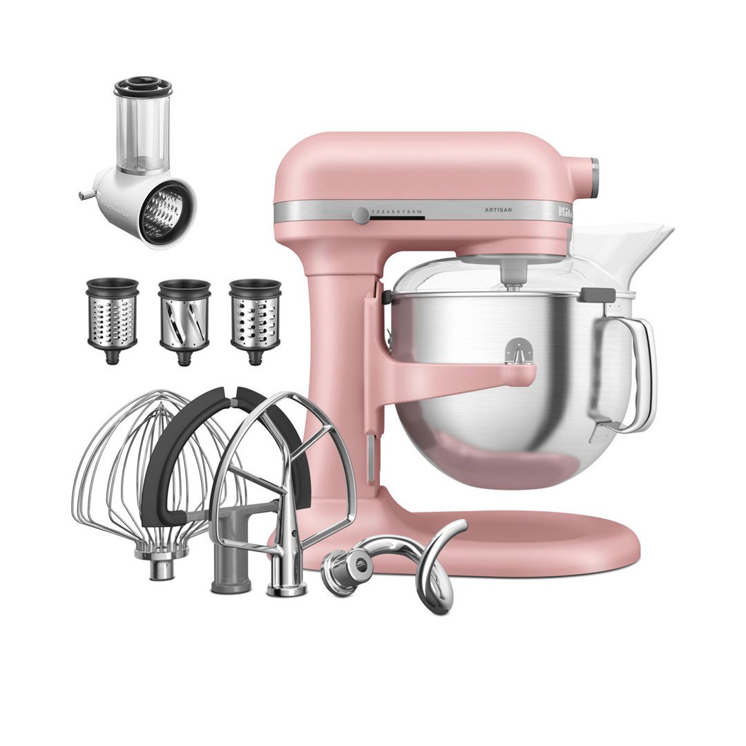 KitchenAid Dried Rose 6.6L Bowl Lift Stand Mixer with Free slicer and shredder attachment