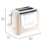 Dualit lite 2 slot toaster in canvas white