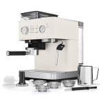 KitchenAid Semi Automatic Espresso Machine with Burr Grinder in porcelain white