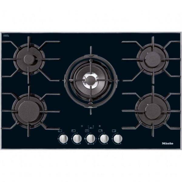 Miele KM3034 5 Zone Gas Hob With Wok Burner & Ceramic Glass Base